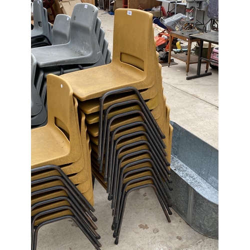 1401 - SEVENTEEN YELLOW SCHOOL CHAIRS