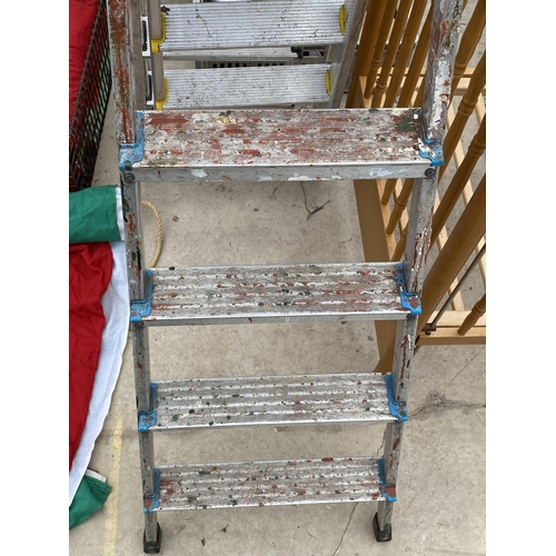 1421 - THREE SETS OF ALUMINIUM STEP LADDERS