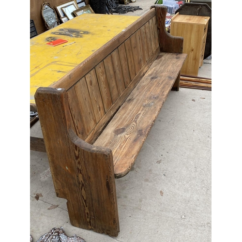 1442 - A VINTAGE WOODEN BENCH SETTLE (L:214CM)