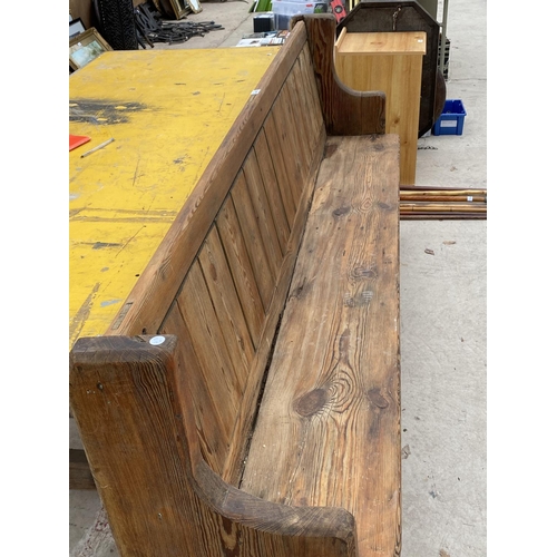 1442 - A VINTAGE WOODEN BENCH SETTLE (L:214CM)