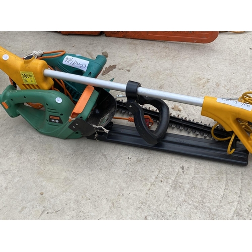 1446 - TWO ELECTRIC HEDGE CUTTERS AND AN ELECTRIC STRIMMER