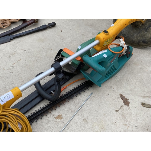 1446 - TWO ELECTRIC HEDGE CUTTERS AND AN ELECTRIC STRIMMER