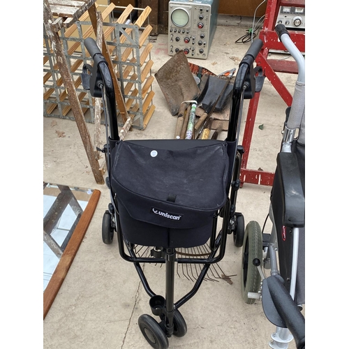 1450 - A WHEEL CHAIR AND A FURTHER TWO WALKING AIDS