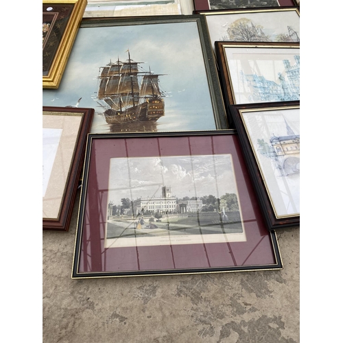 1454 - A LARGE ASSORTMENT OF FRAMED PICTURES AND PRINTS