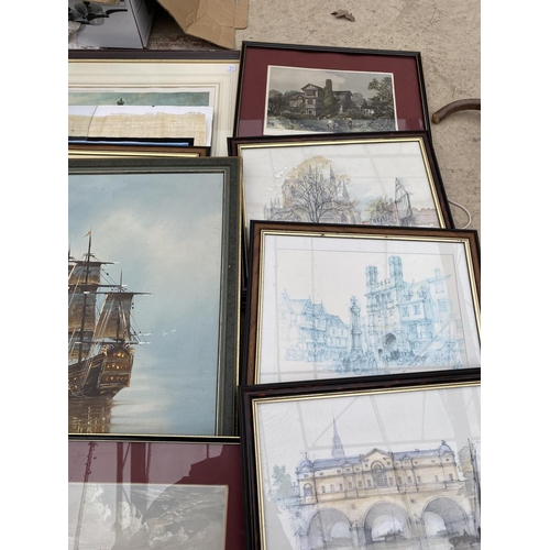 1454 - A LARGE ASSORTMENT OF FRAMED PICTURES AND PRINTS