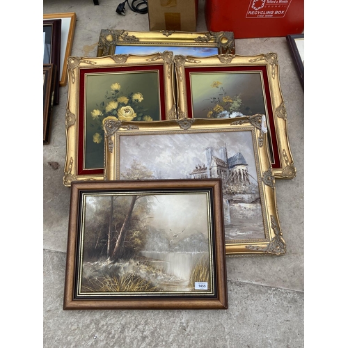 1455 - AN ASSORTMENT OF GILT FRAMED CANVAS PRINTS