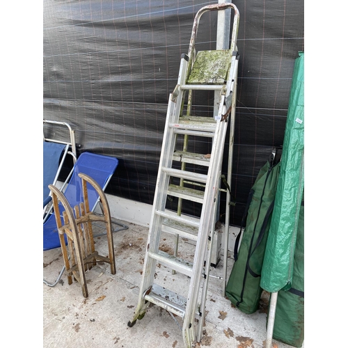 1539 - TWO SETS OF ALUMINIUM STEP LADDERS