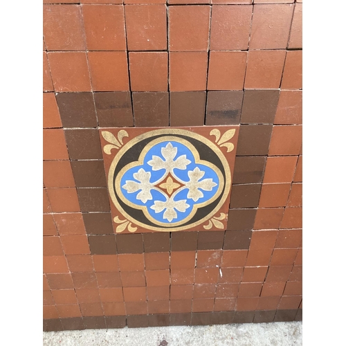 1545 - A SQUARE CONCRETE TABLE TOP WITH MOSAIC TILE DECORATION