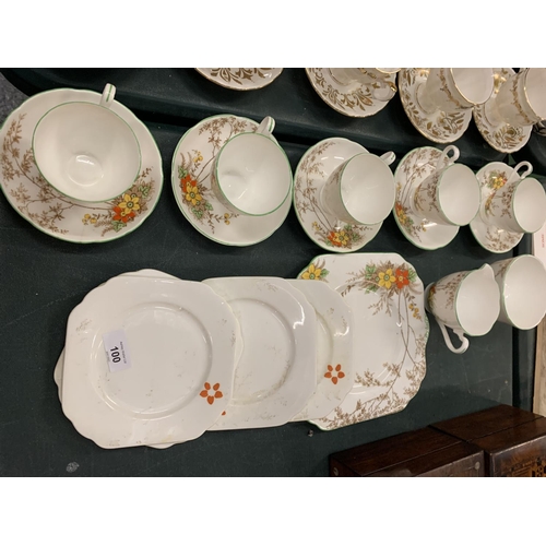 100 - A LARGE QUANTITY OF TEA WARE TO INCLUDE CROWN STAFFORDSHIRE, COLLINGWOODS ETC