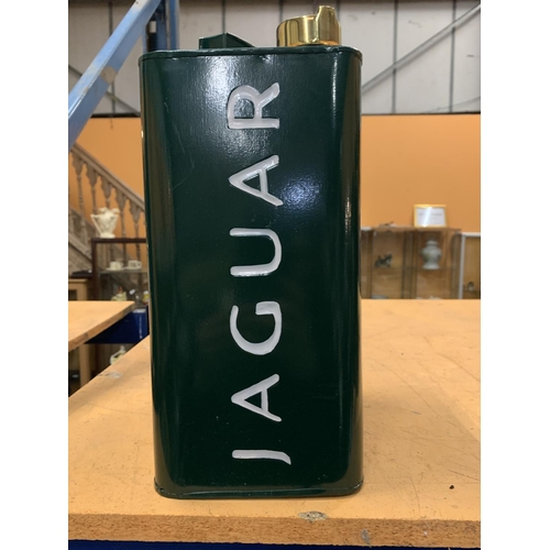 36 - A GREEN JAGUAR PETROL CAN WITH BRASS TOP