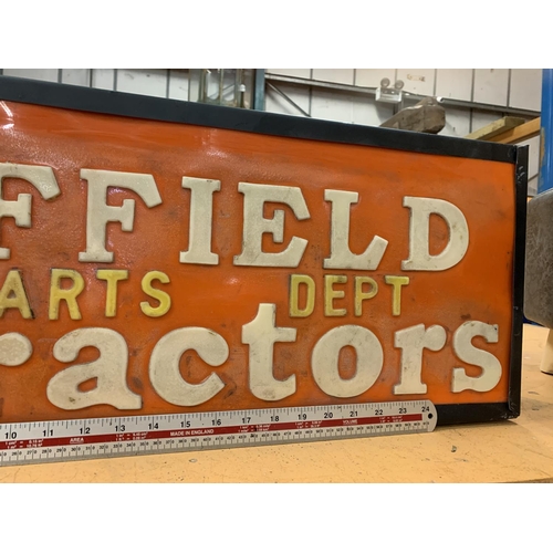 39 - AN ILLUMINATED 'NUFFIELD PARTS DEPT TRACTORS' SIGN