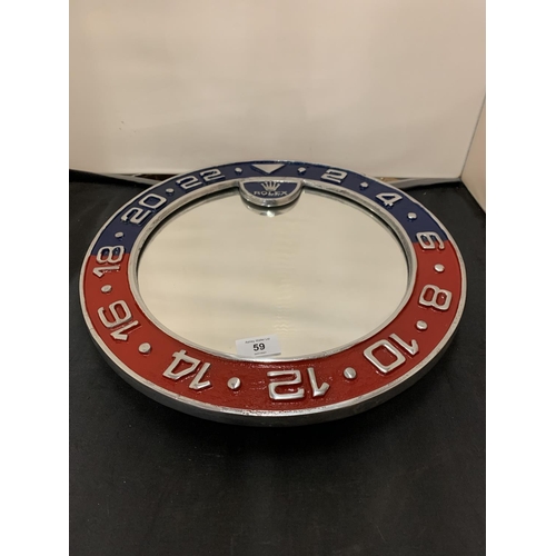 59 - A DEALERS WALL MIRROR