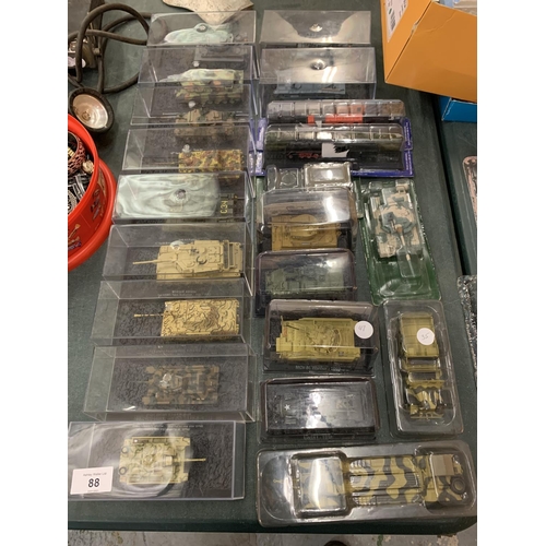 88 - A COLLECTION OF VARIOUS ASSORTED MODEL TANKS