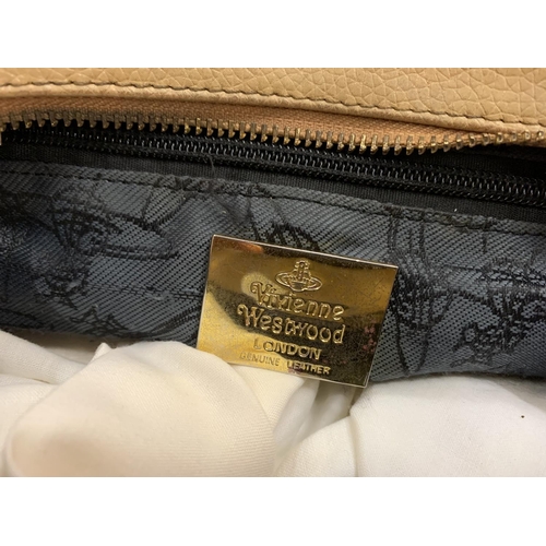 108 - A VINTAGE VIVIEN WESTWOOD GENUINE LEATHER HANDBAG TO INCLUDE A STORAGE BAG