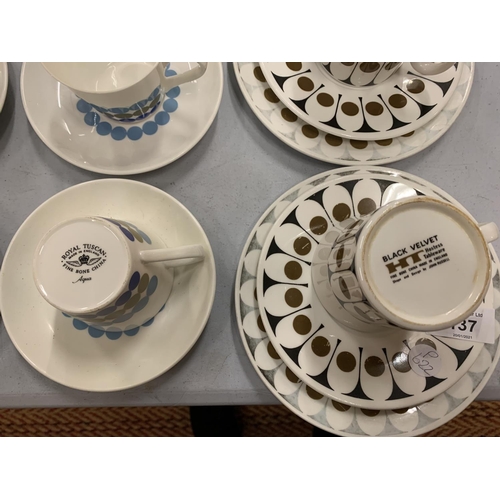 137 - A COLLECTION OF MIXED CHINA TO INCLUDE RETRO ROYAL TUSCAN COFFEE SET