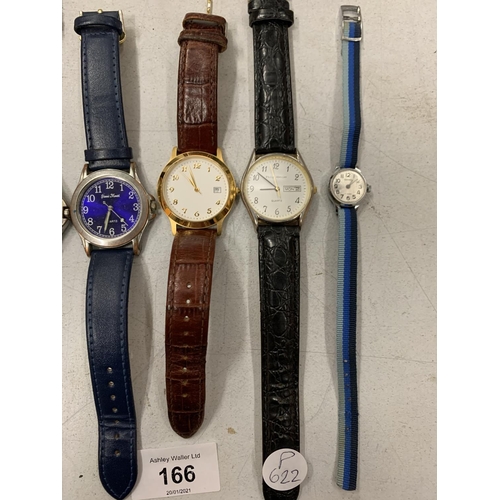 166 - A COLLECTION OF VARIOUS LADIES AND GENTS WRIST WATCHES