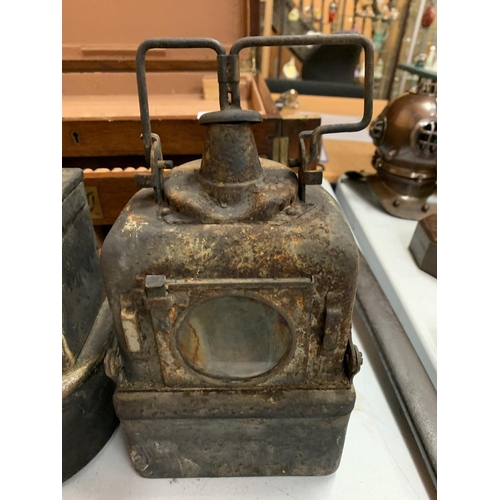 26 - TWO VINTAGE RAILWAY LAMPS