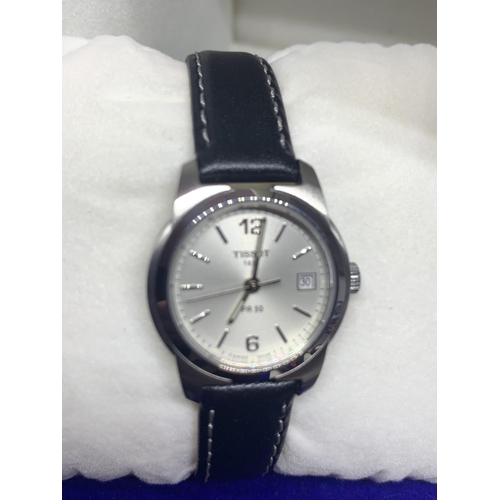 645 - A TISSOT 150 YEARS LADIES WATCH IN PRESENTATION BOX WITH THE HISTORY OF TISSOT BOOK ETC