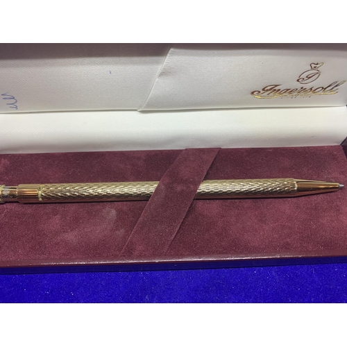 666 - A BOXED INGERSOLL GOLD PLATED PEN