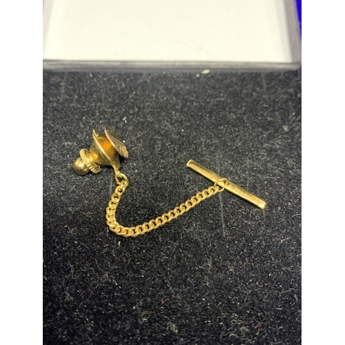 667 - A 9 CARAT GOLD TIE PIN GROSS WEIGHT APPROXIMATELY 2.8g