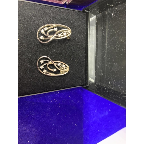 677 - THREE PAIRS OF SILVER EARRINGS MARKED 925 WITH PRESENTATION BOXES