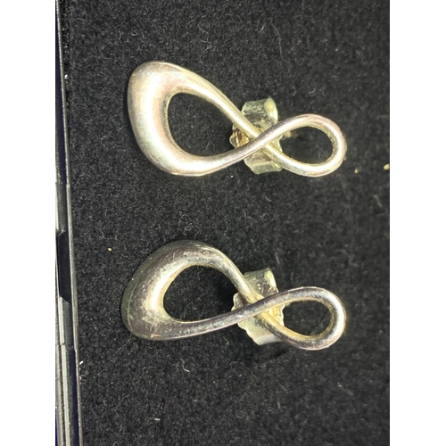 677 - THREE PAIRS OF SILVER EARRINGS MARKED 925 WITH PRESENTATION BOXES