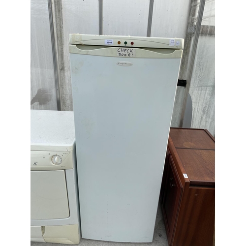 1809 - A WHITE FRIGIDAIRE UPRIGHT FREEZER BELIEVED IN WORKING IORDER BUT NO WARRANTY