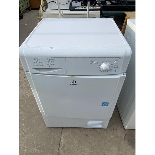 1812 - A WHITE INDESIT 7KG WASHING MACHINE BELIEVED IN WORKING ORDER BUT NO WARRANTY