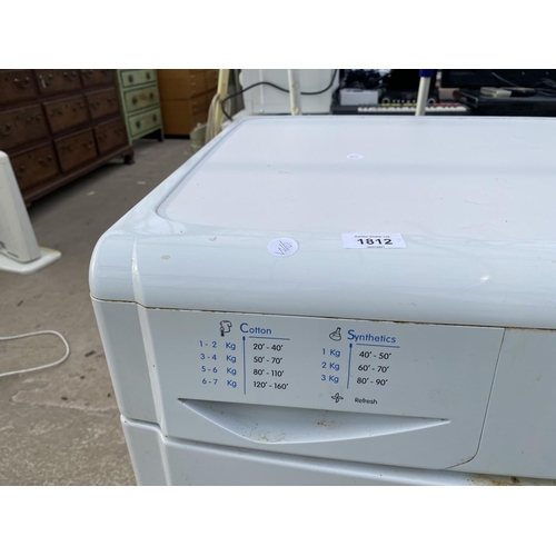 1812 - A WHITE INDESIT 7KG WASHING MACHINE BELIEVED IN WORKING ORDER BUT NO WARRANTY