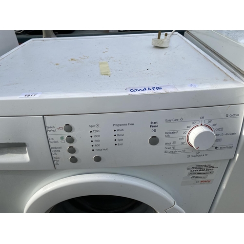 1817 - A WHITE BOSCH WASHING MACHINE BELIEVED IN WORKING ORDER BUT NO WARRANTY