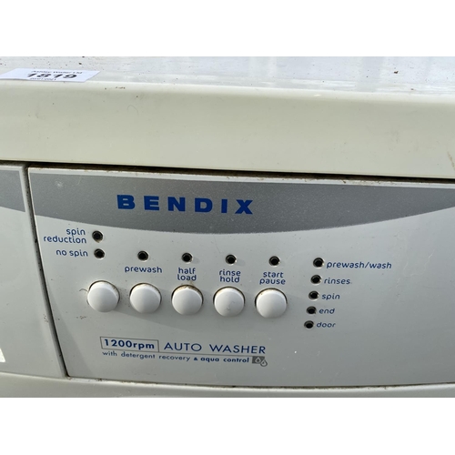 1819 - A WHITE BENDIX WASHING MACHINE BELIEVED IN WORKING ORDER BUT NO WARRANTY