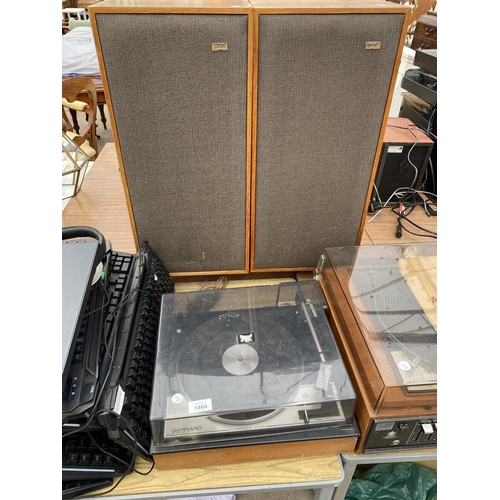 1868 - A GARRARD SP25 MARK IV RECORD DECK AND TWO SPENDOR SPEAKERS