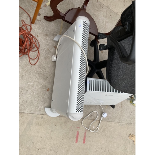 1472 - A SWIVEL OFFICE CHAIR AND TWO ELECTRIC HEATERS