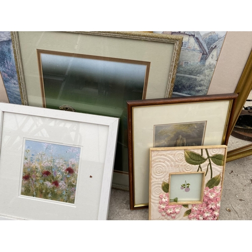 1490 - AN ASSORTMENT OF FRAMED PRINTS AND PICTURES