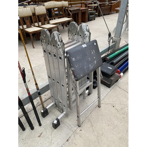 1498 - A SET OF ALUMINIUM FOLDING LADDERS AND A FURTHER STEP LADDER