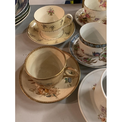 286 - A COLLECTION OF EIGHT EARLY CERAMIC JUMBO CUPS AND SAUCERS