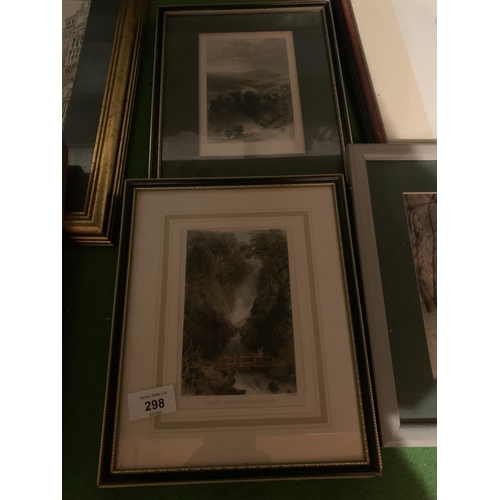 298 - AN ASSORTMENT OF SIX FRAMED PRINTS