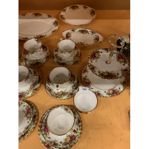 309 - THIRTY SIX PIECES OF ROYAL ALBERT 'OLD COUNTRY ROSES' TEA AND DINNER WARE