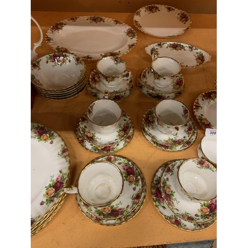 309 - THIRTY SIX PIECES OF ROYAL ALBERT 'OLD COUNTRY ROSES' TEA AND DINNER WARE