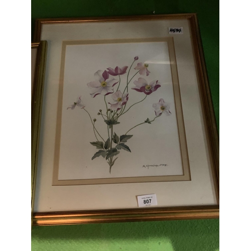 807 - A TRIO OF FRAMED FLOWER PRINTS