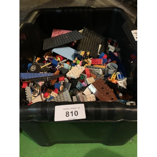 810 - A BLACK CONTAINER OF MIXED LEGO