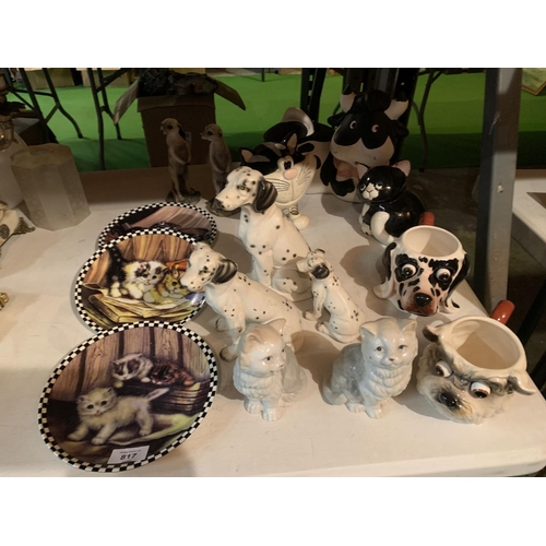 817 - A COLLECTION OF ANIMAL RELATED CERAMIC ITEMS TO INCLUDE DOGS, CATS, ETC