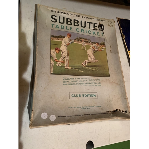 818 - A VINTAGE BOXED SUBBUTEO TABLE CRICKET GAME