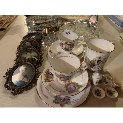 823 - AN ASSORTMENT OF VARIOUS ITEMS TO INCLUDE COMMEMORATIVE WARE