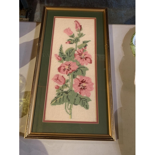 854 - TWO GILT FRAMED NEEDLEWORK 