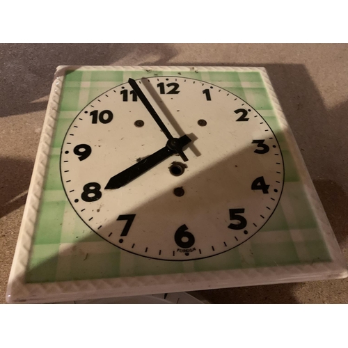 901 - A RETRO METAMEC BATTERY OPERATED WALL CLOCK AND A FURTHER RETRO WALL CLOCK WITH CERAMIC FACE