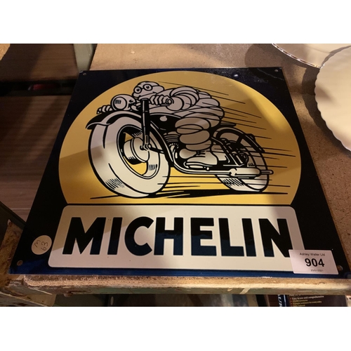 904 - A GARAGE/MAN CAVE METAL 'MICHELIN' SIGN APPROXIMATELY 30CM X 30CM