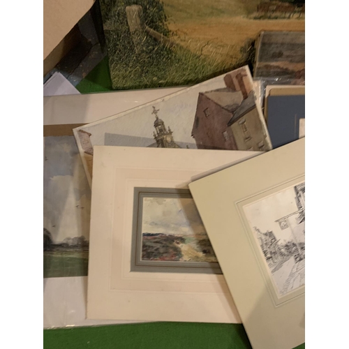 942 - A LARGE QUANTITY OF PRINTS AND BORDERS FOR PICTURE FRAMING