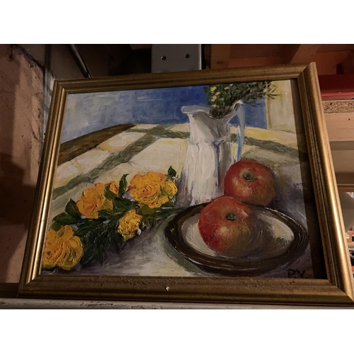 965 - THREE FRAMED STILL LIFE PAINTINGS