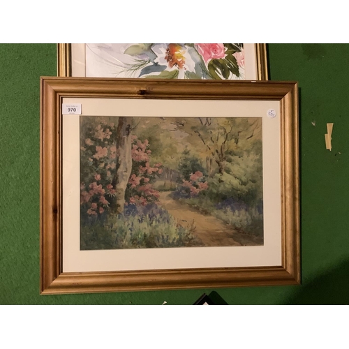 970 - FOUR FRAMED FLORAL PRINTS